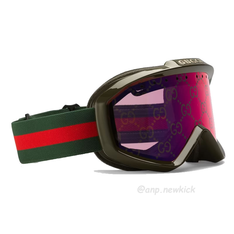 Gucci Ski Goggle Black Pink Olive Green White (9) - newkick.vip